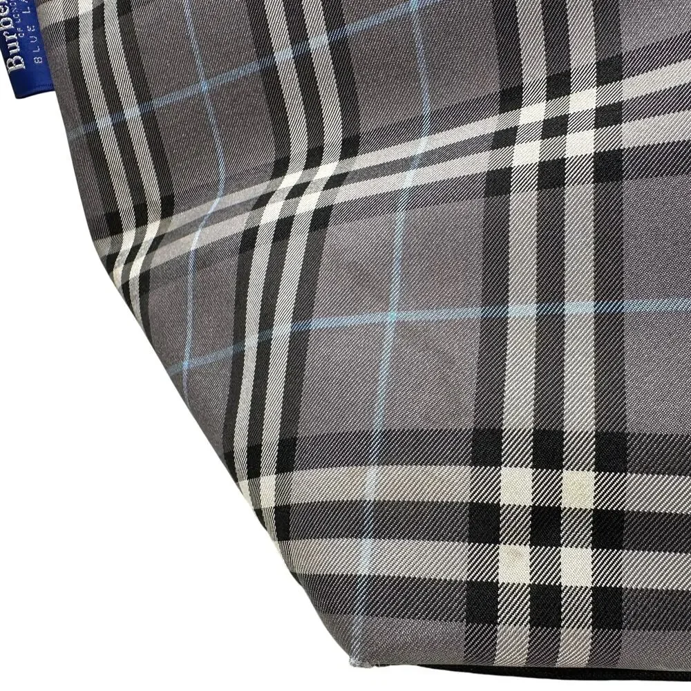 Autre Marque Burberrys London Gray Nova Check Blue Label NylonTote Bag